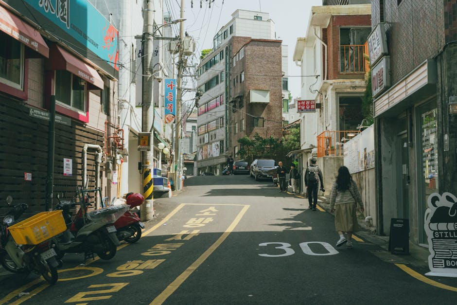 Seoul street with Korean road name address sign for H-2 visa holders