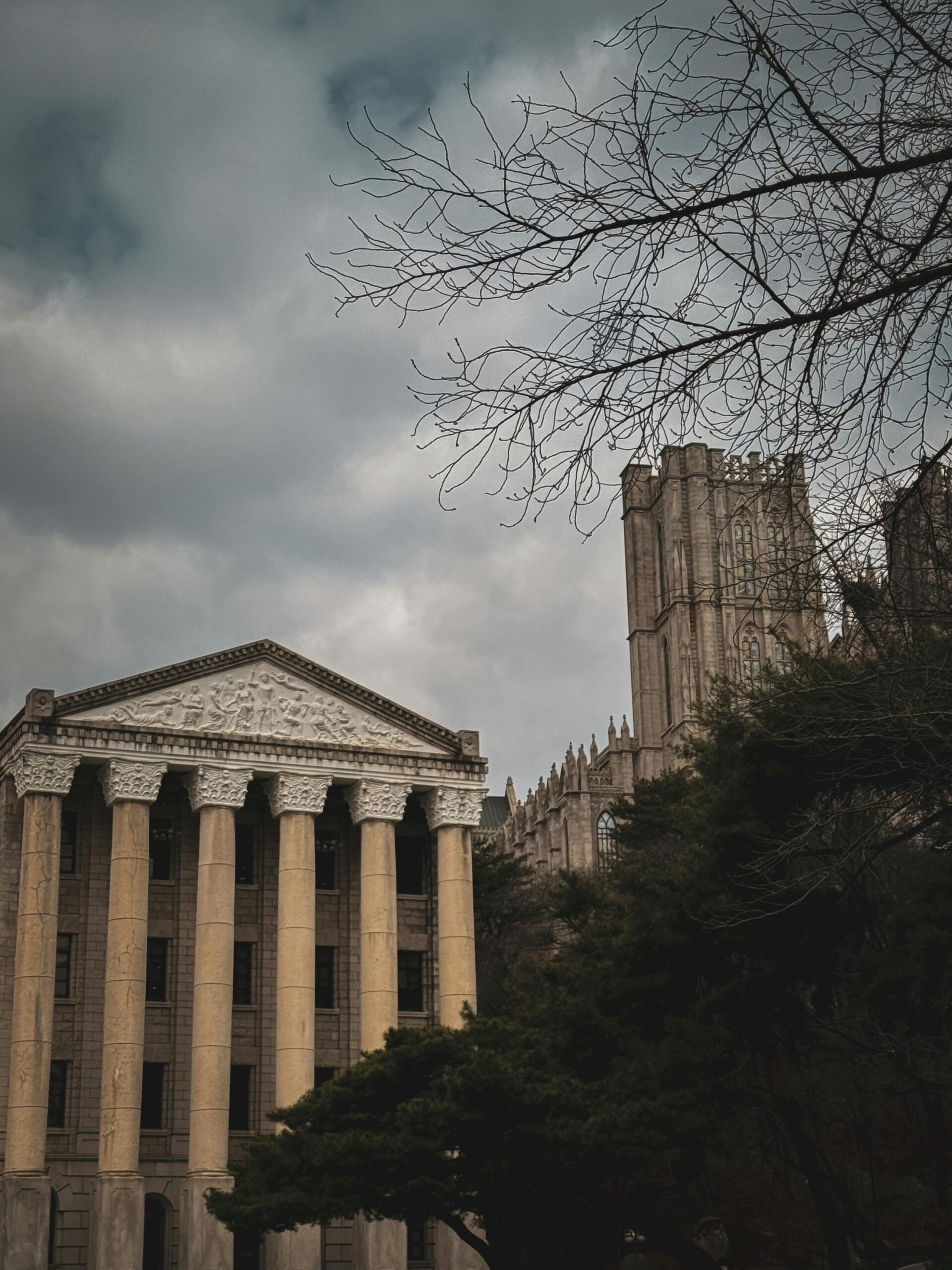 Korean university neo-classical architecture building