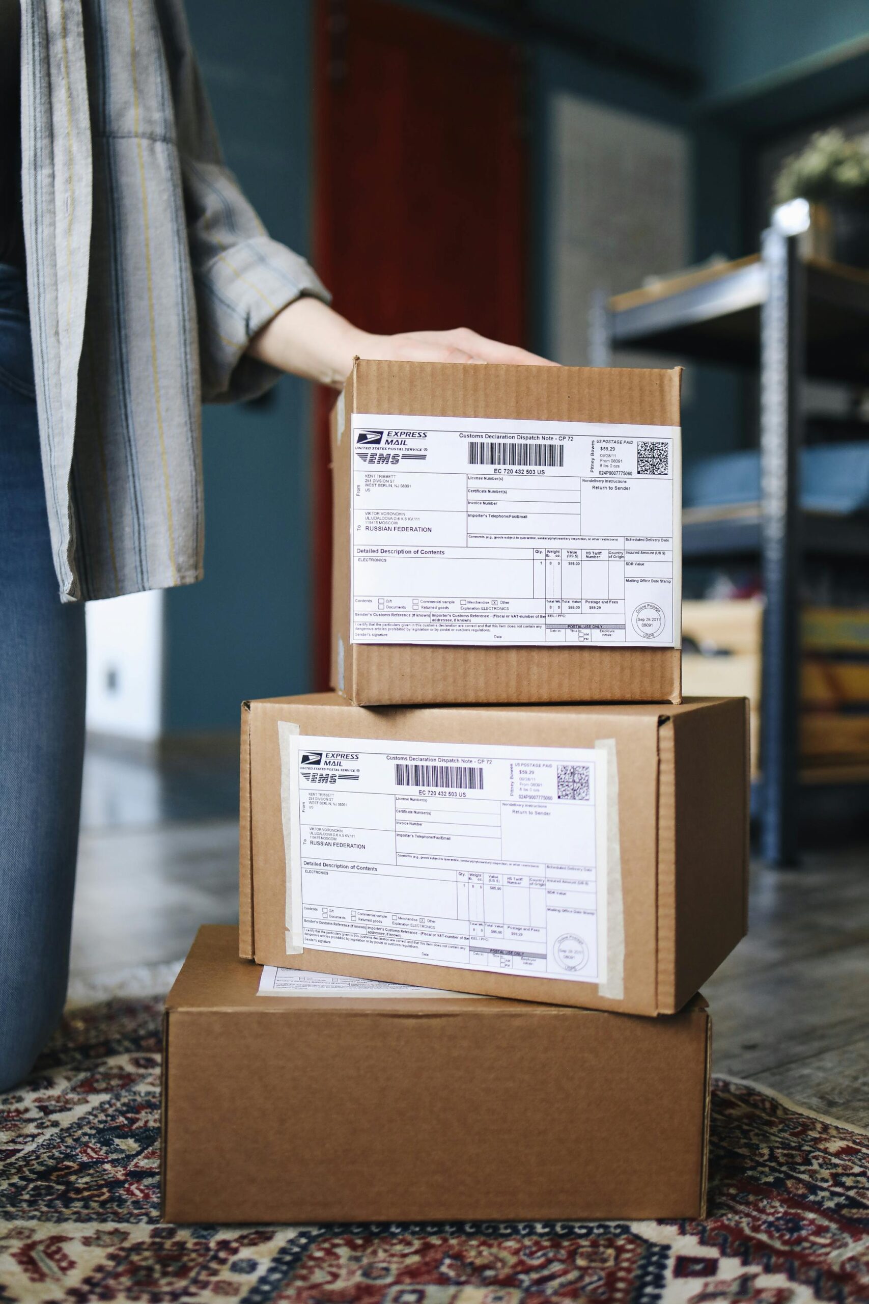 Korea forwarding warehouse with sorted packages for international delivery