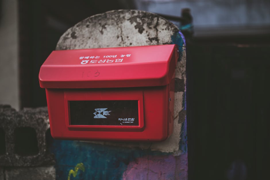 Red Korean postal mailbox for ZIP code delivery