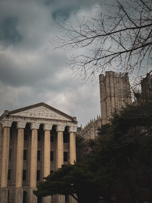 Korean university neo-classical architecture building in Seoul