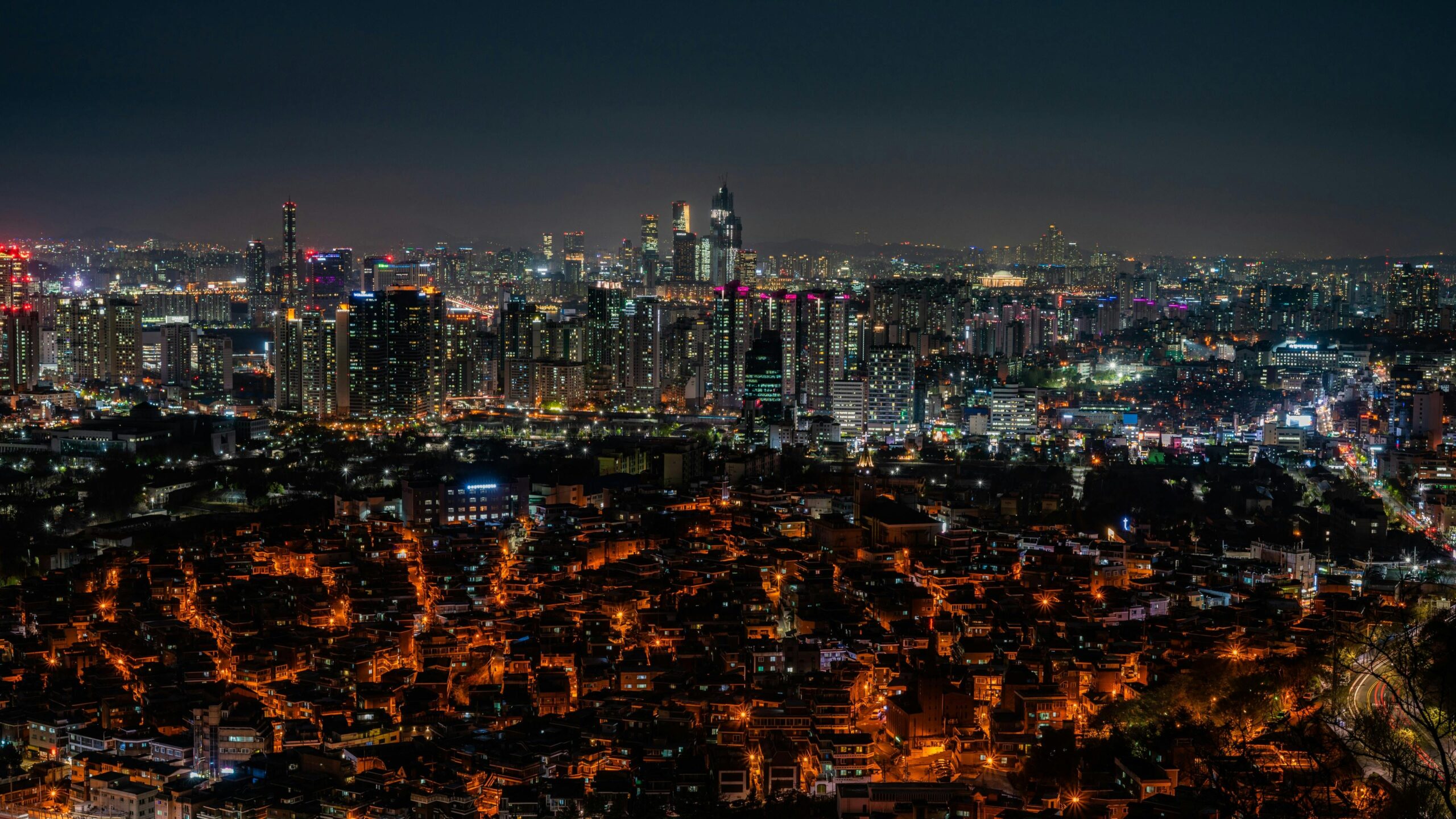 Seoul Jamsil area night view near Lotte World theme park