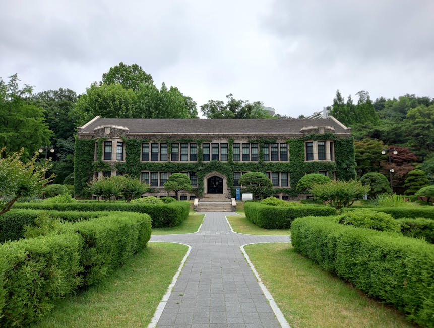 Historic university building with ivy facade in Seoul South Korea