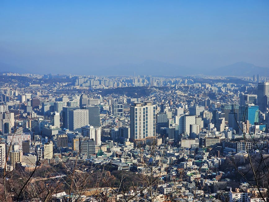 Seoul Korea cityscape aerial view - Korean address format for international shipping