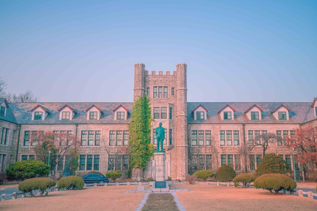 University clock tower brick building Korea campus