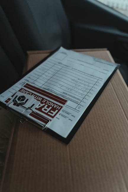Delivery clipboard with documents inside vehicle for Walmart Korea shipping
