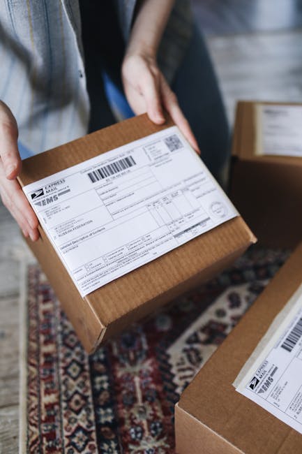 Package with shipping label for Walmart international delivery to South Korea