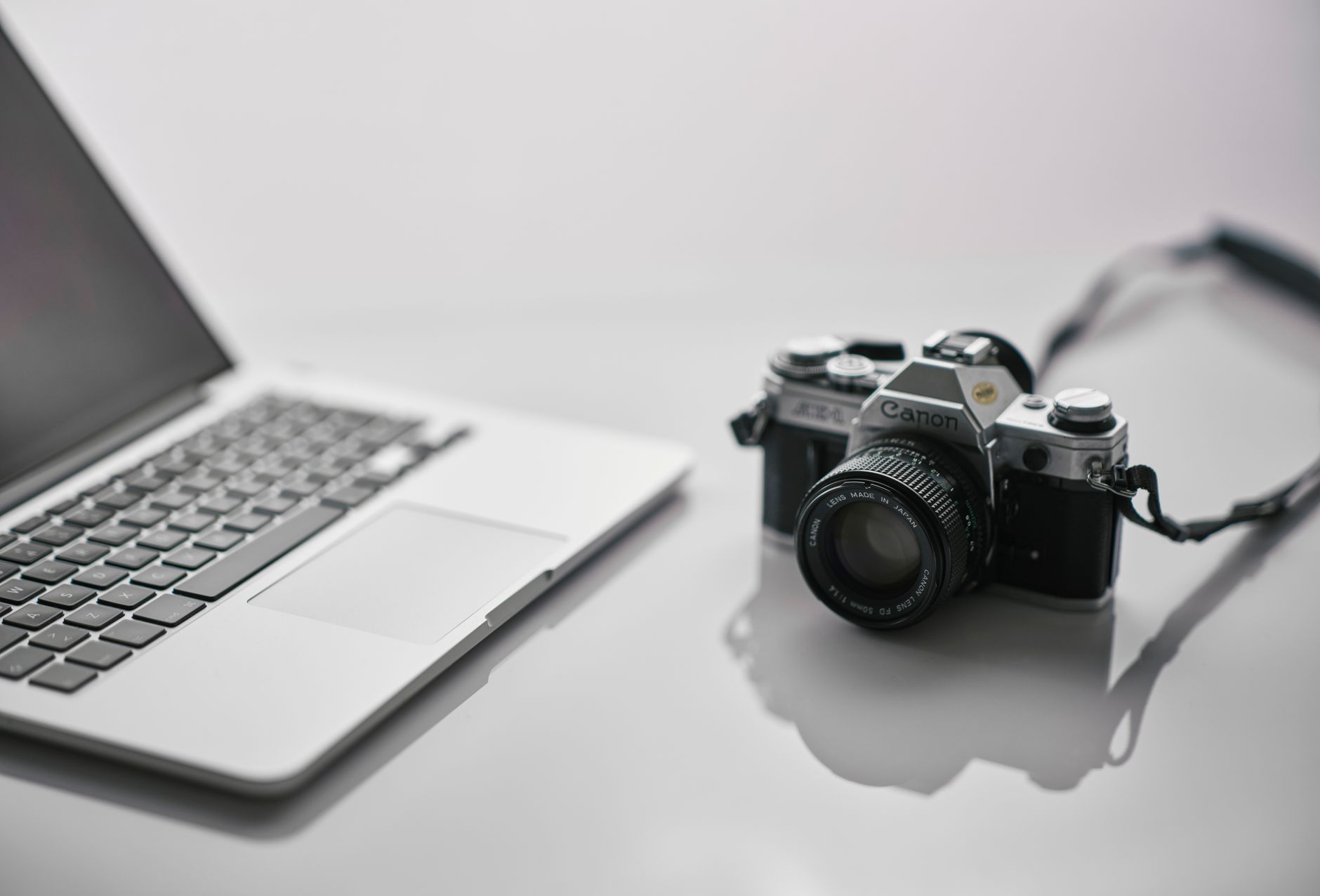Camera and editing laptop used for an AI B-roll production workflow