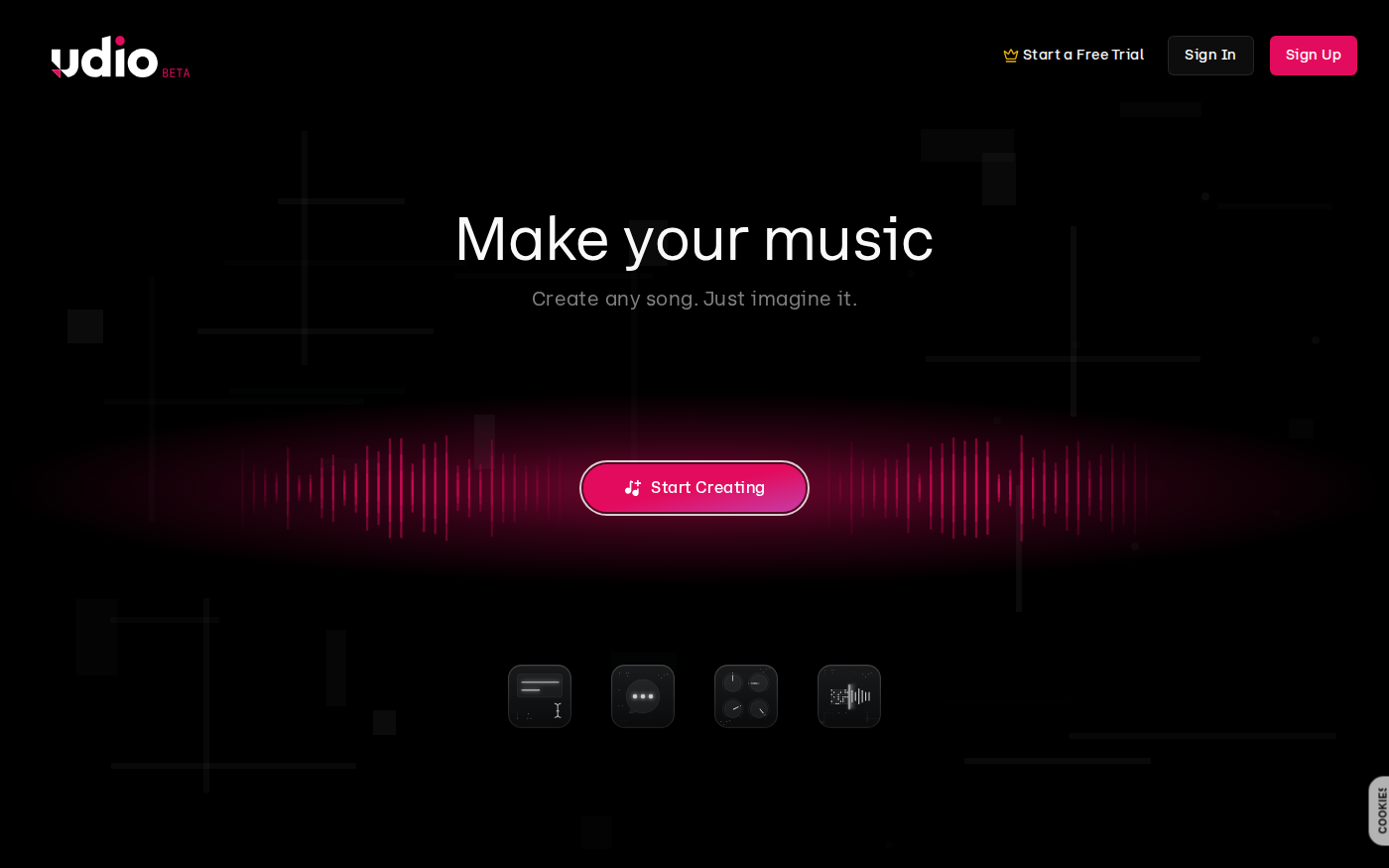 Udio 官网 AI 音乐生成首页